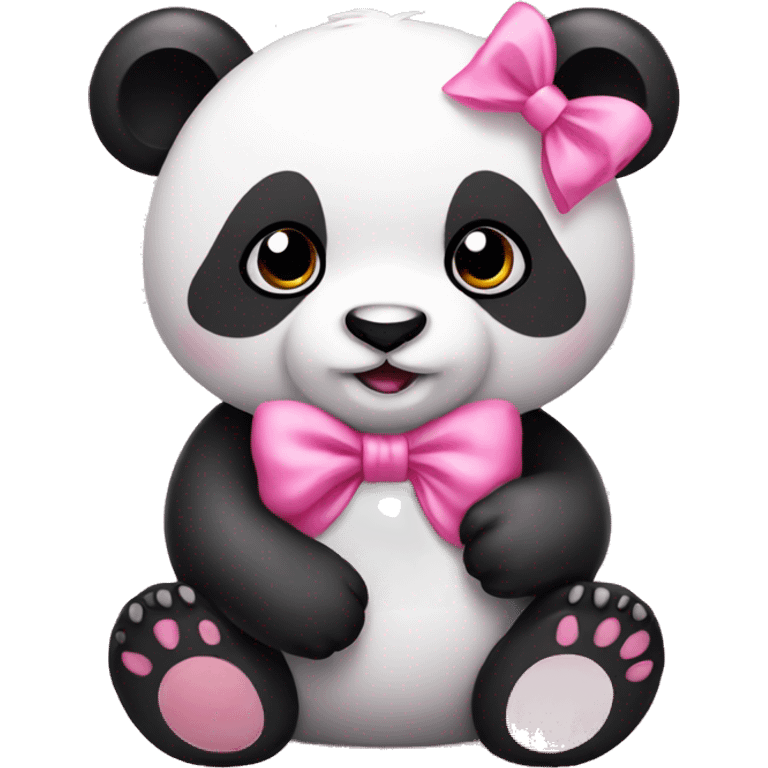 cute panda with pink bow emoji