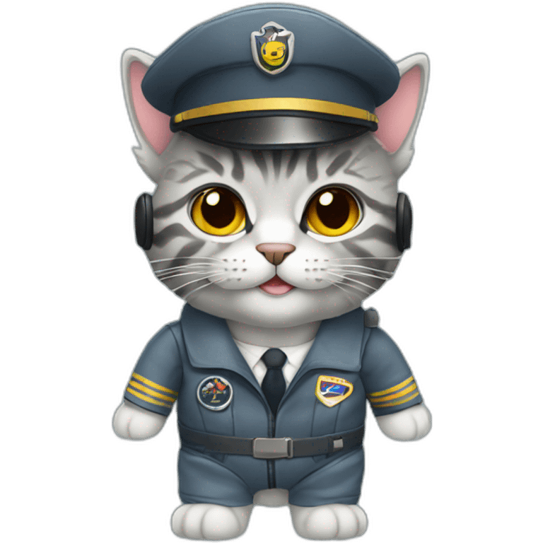 grey fluffy tabby dressed as pilot of plane emoji