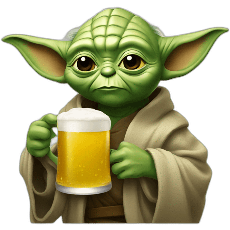 Yoda drinking a beer emoji