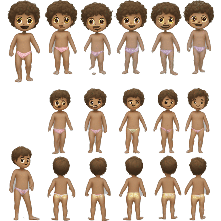 a full body baby in pajamas, before and after images of a haircut. Before should be shaggy and curly and after should be a nice short fade. emoji