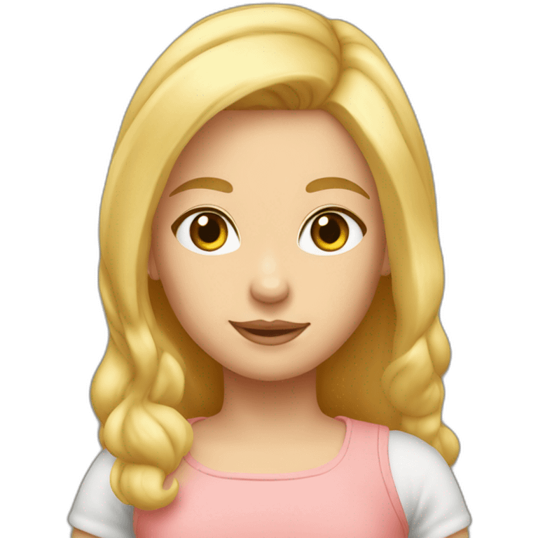 cute blonde caucasian daughter salmon top emoji