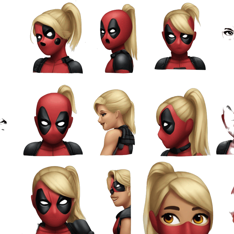 ponytail blond lady deadpool one mask emoji