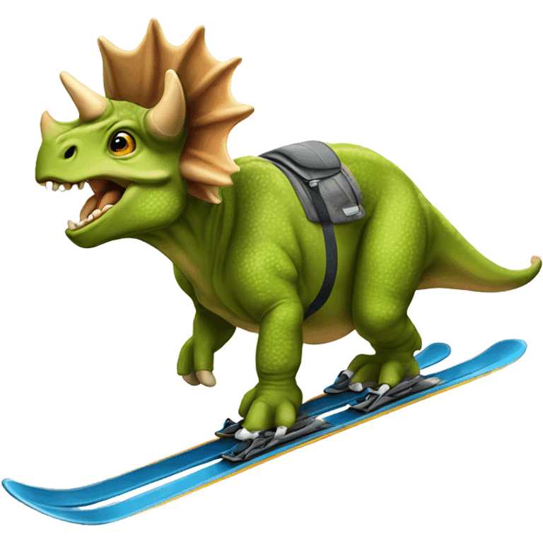 Triceratops skiing emoji