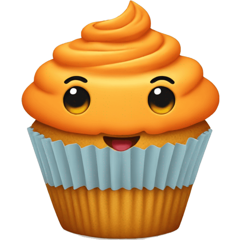 Orange cupcake with a happy face  emoji