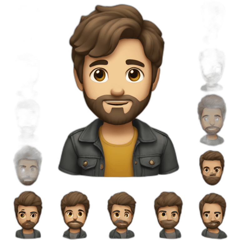 Daniel nass, brazilian, white skin, little hair, straight brown hair, bearded emoji