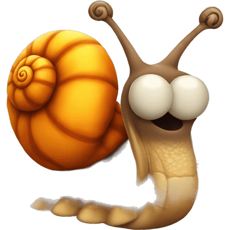 Snail wearing a pumkin  emoji