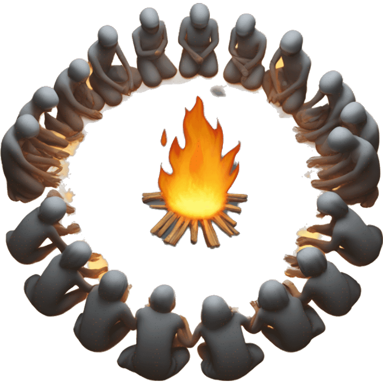 ritual with people kneeling in a circle with flame in the middle  emoji