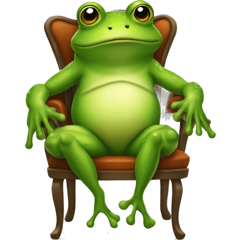 Anthropomorphic Frog sitting down on a chair emoji