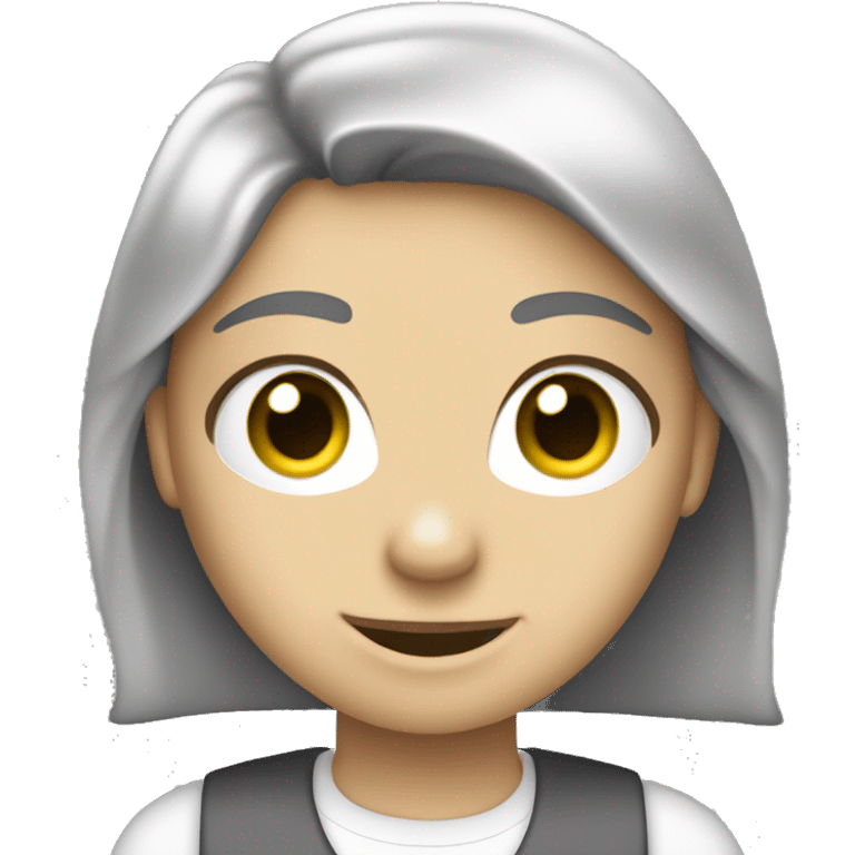 necesito que me generes un avatar , que sea mujer donde tenga un atuendo formal gris y blanco  emoji