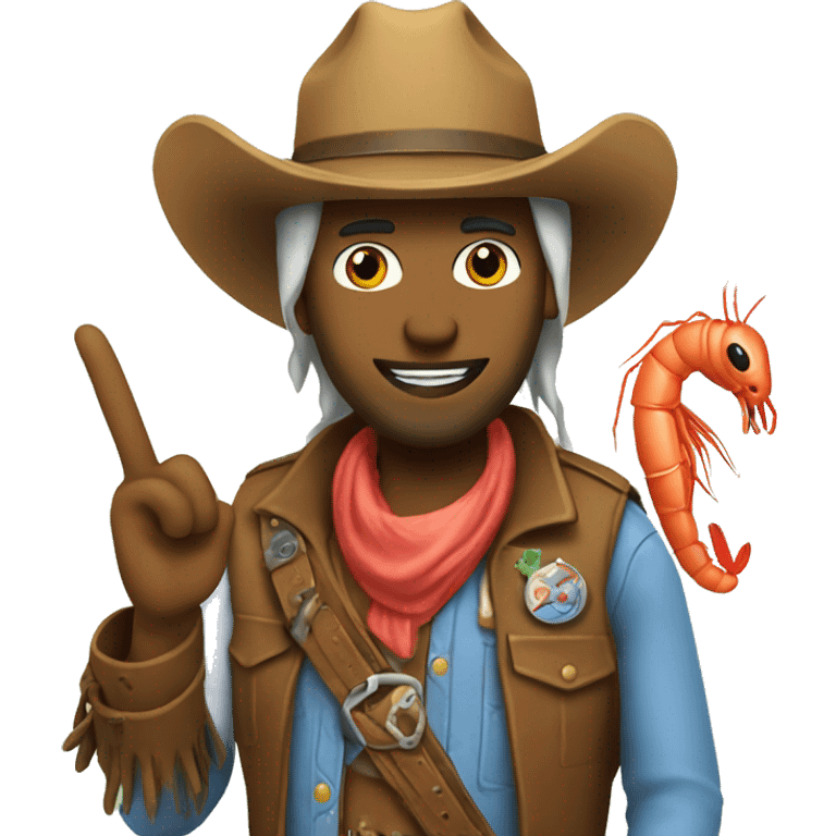 Cowboy shrimp with peace sign up  emoji