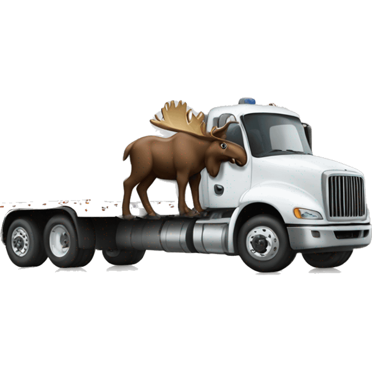 Funny moose driving an 18 wheeler emoji