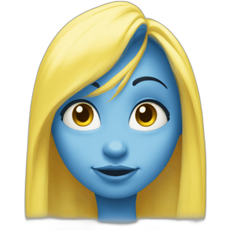 face of smurfette, blue skin, yellow hair emoji