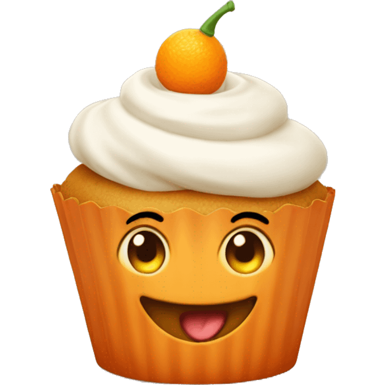 Happy orange cupcake emoji