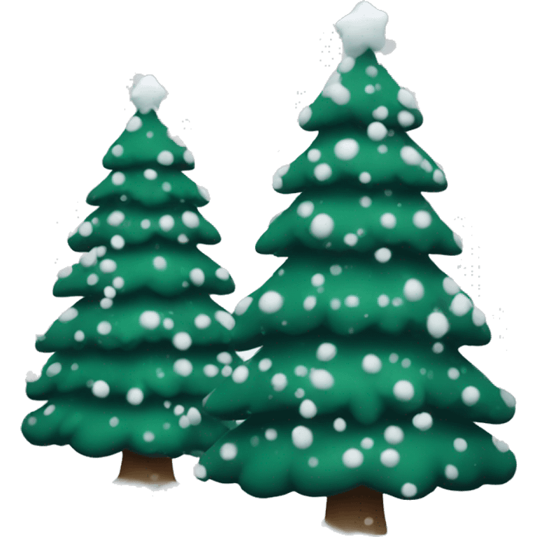 dark green christmas tree with snow on ot emoji