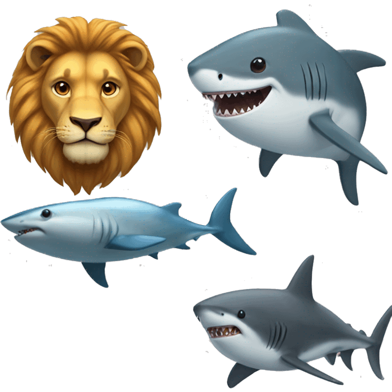 lion and shark emoji