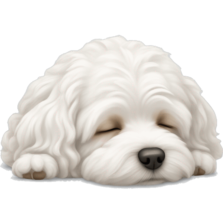 White maltipoo sleeping emoji