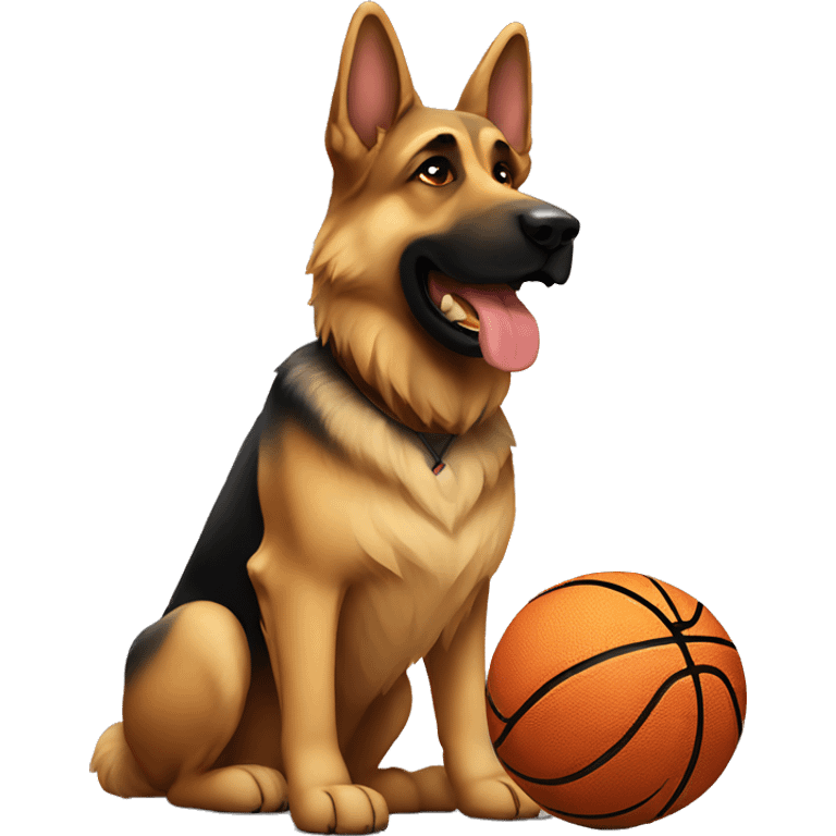 German shepherd with a basketball  emoji