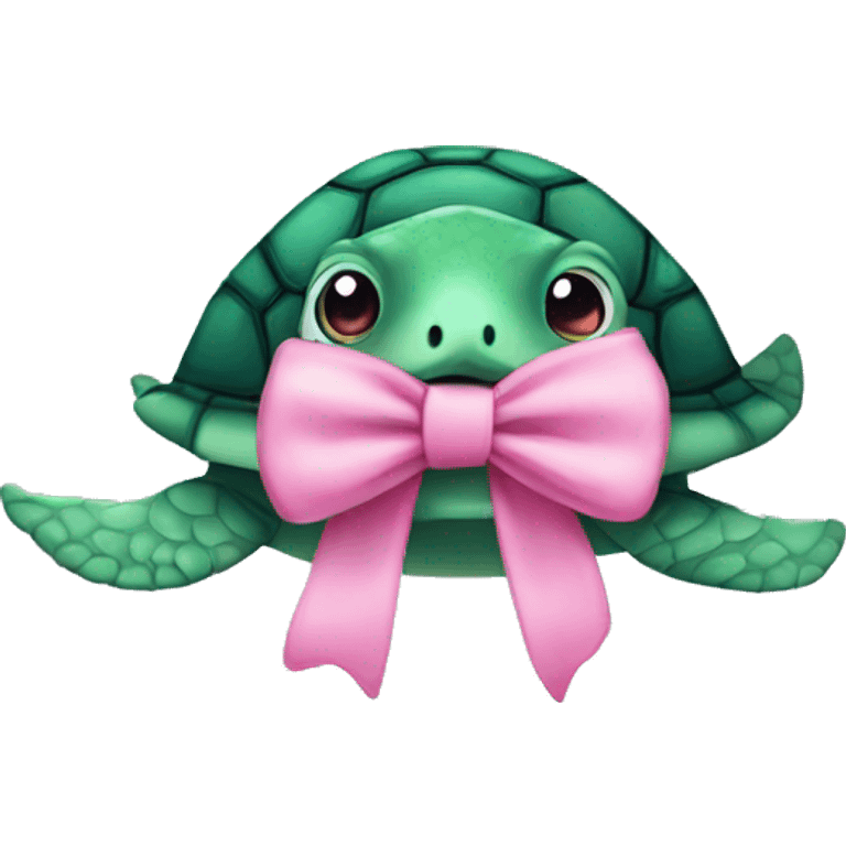 Sea turtle with pink bow emoji