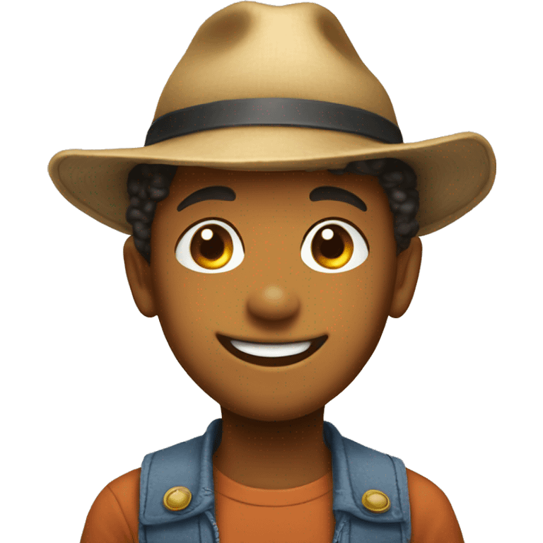 smiling boy with hat indoors emoji