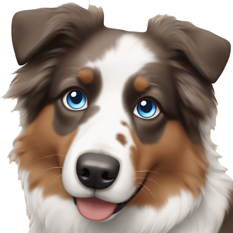 Australian shepherd with blue eyes, brown , black and white fur emoji