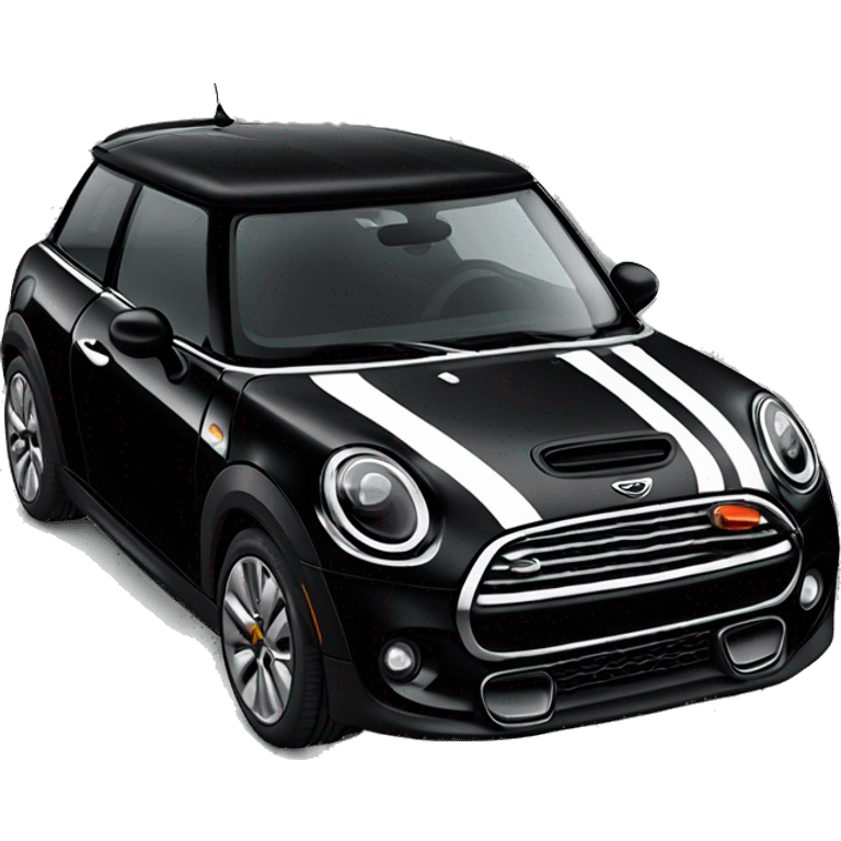 All black mini cooper se with stripes emoji