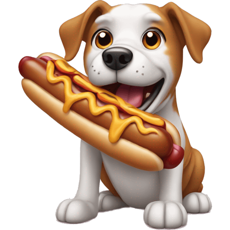 dog eating a hotdog emoji