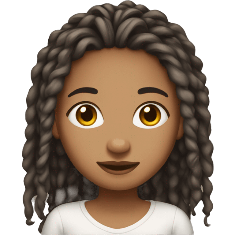 Girl, medium skin tone , microlocs emoji