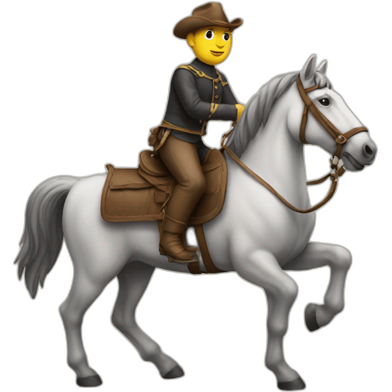 Homme sur un cheval sur un chien emoji