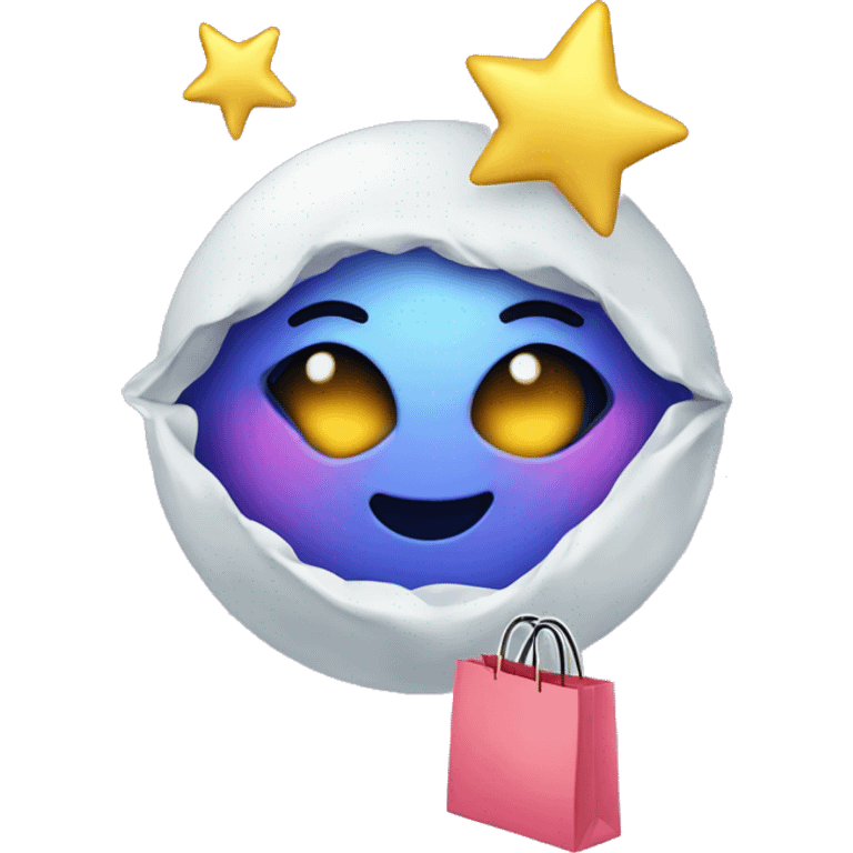 Moon with bows, shopping bags and makeup emoji