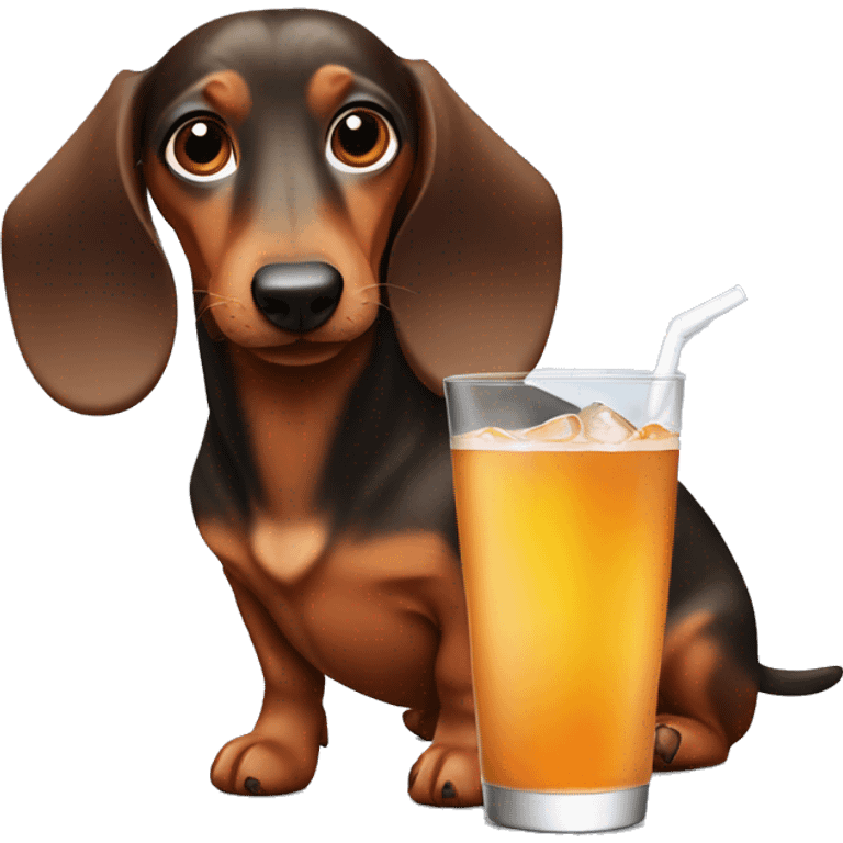 a daschund chilling with a drink  emoji