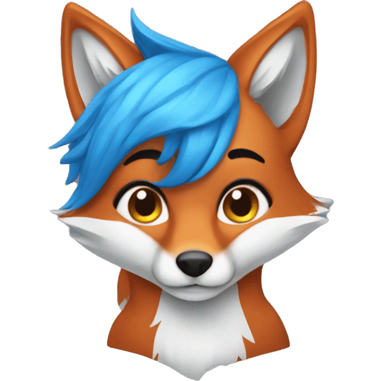 Red Fox with blue hair emoji