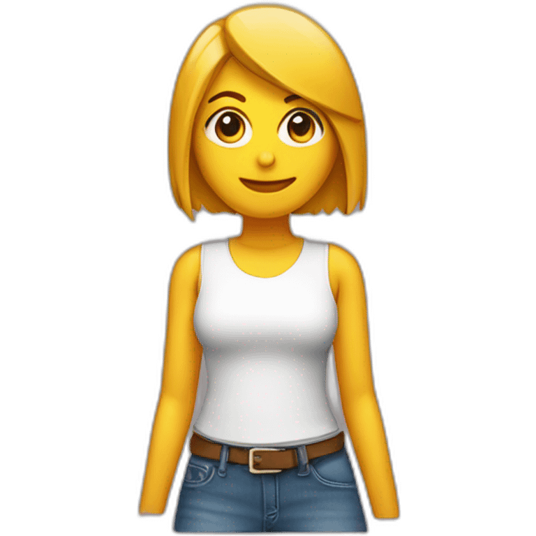 Chica con falda corta inclinada sobre la vista trasera. emoji