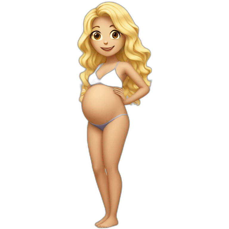 adorable pregnant blond full body women with beach-wave-hair emoji