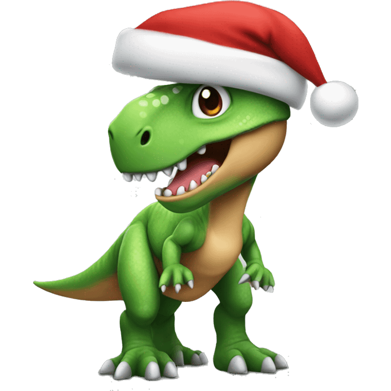 dinosaur wearing a santa hat emoji