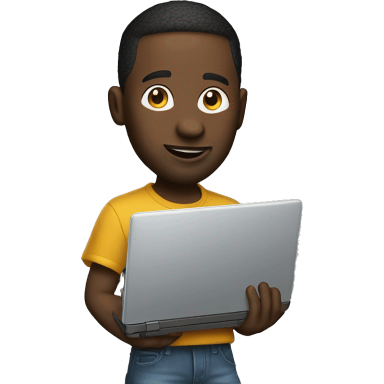 Hip hop guy holding laptop computer  emoji