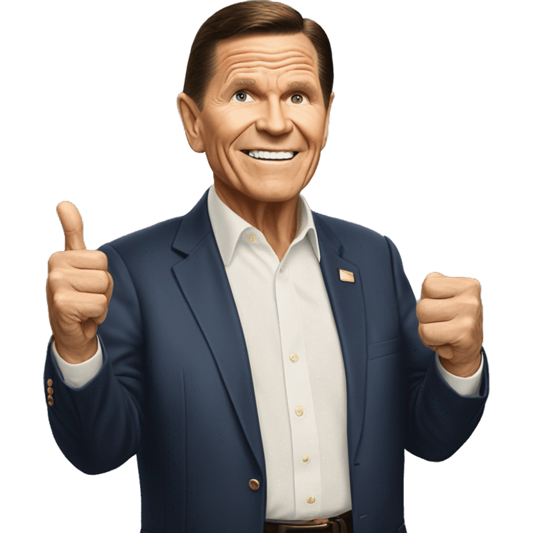 Kenneth Copeland standing up pointing forward  emoji