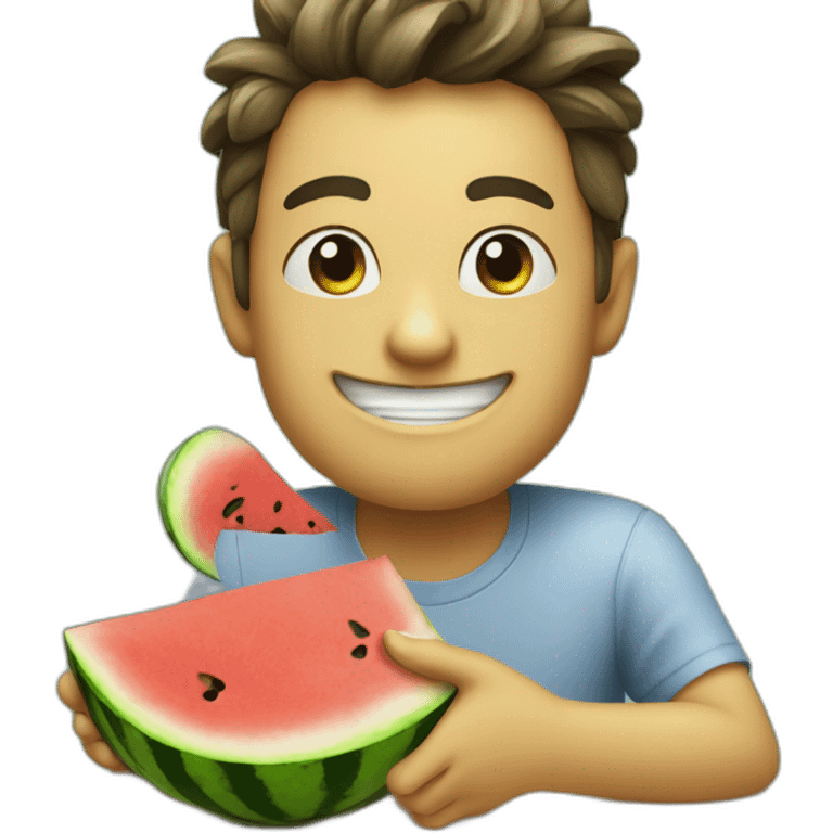 smirking emoji eating watermelon emoji