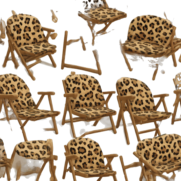 Realistic leopard print pattern outdoor folding chair isolated.  emoji