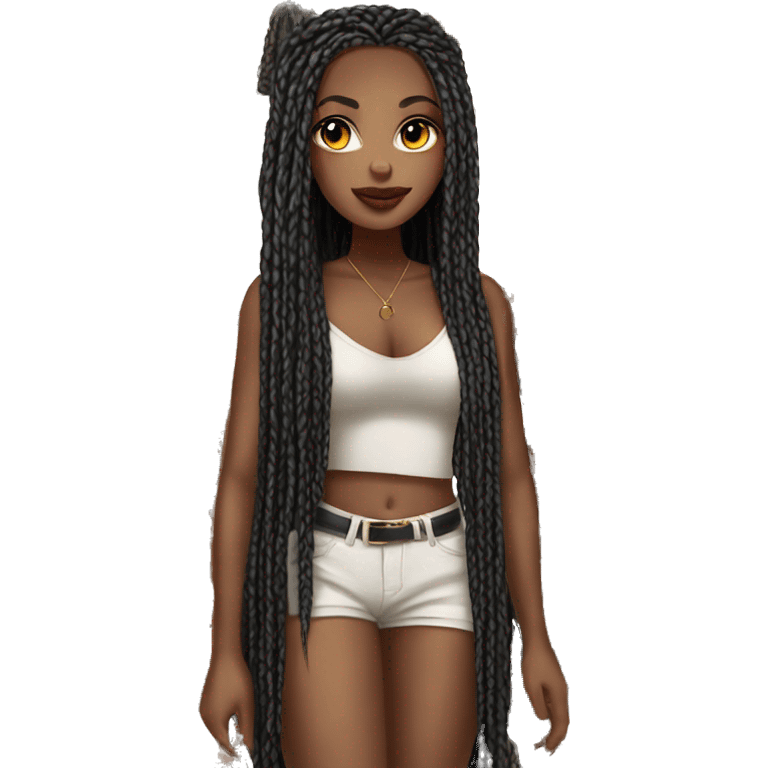 Big black girl long braids luxury emoji