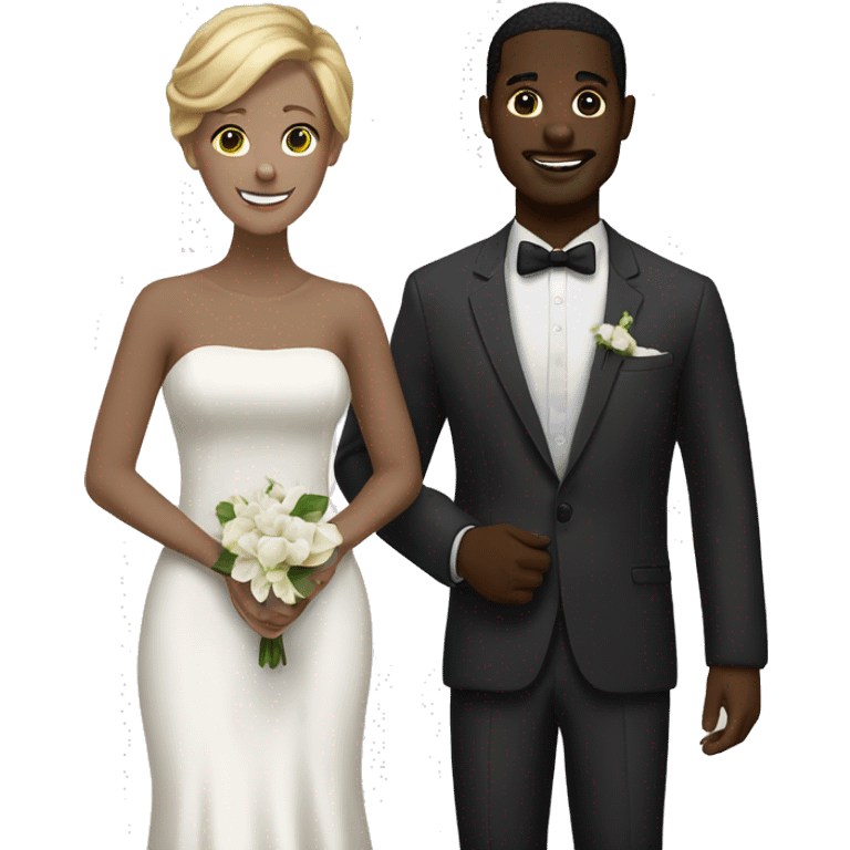 Interracial marriage white woman black man happy emoji