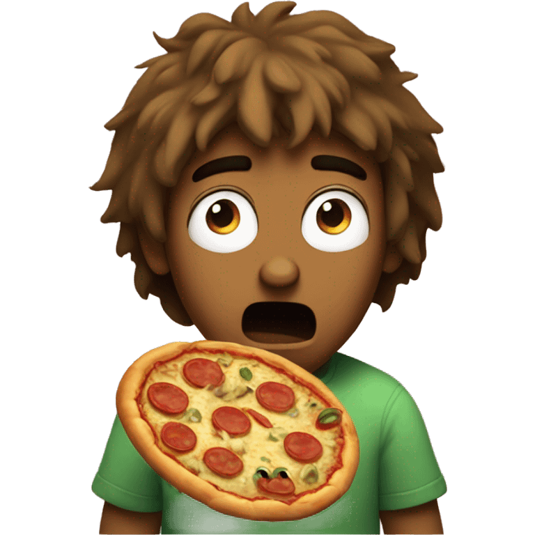 Shaggy scared of pizza emoji