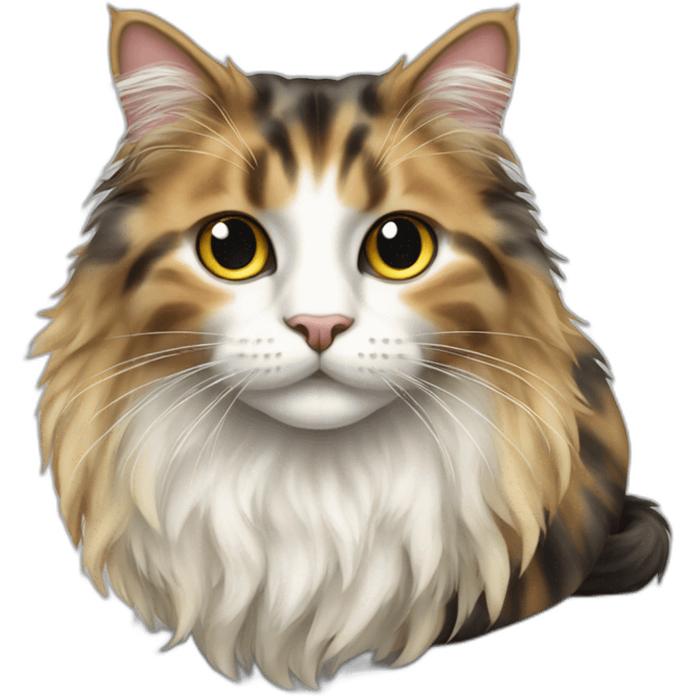 Mottled coloured cat long hair 3 legs emoji