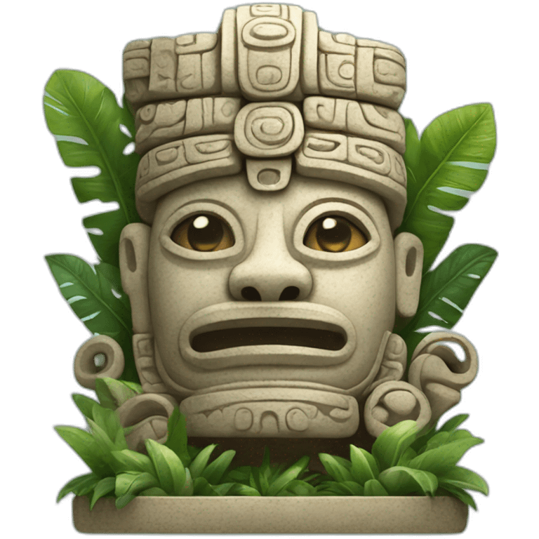 Mayan sculpture with depictions of animals and plants emoji