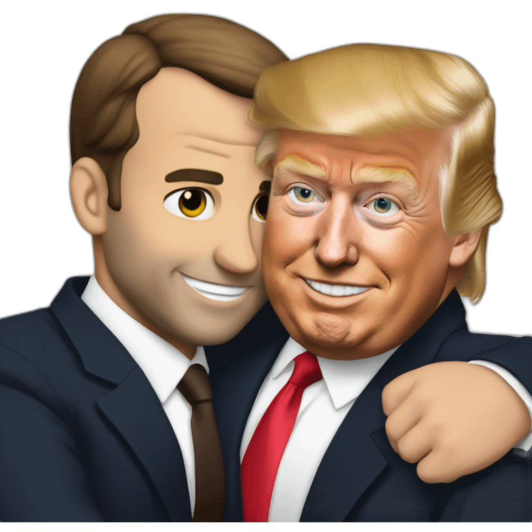 macron and trump hugging emoji