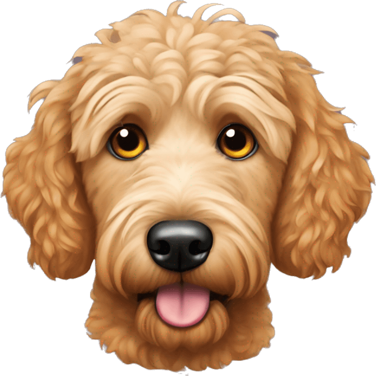 Goldendoodle with pizza eyes emoji