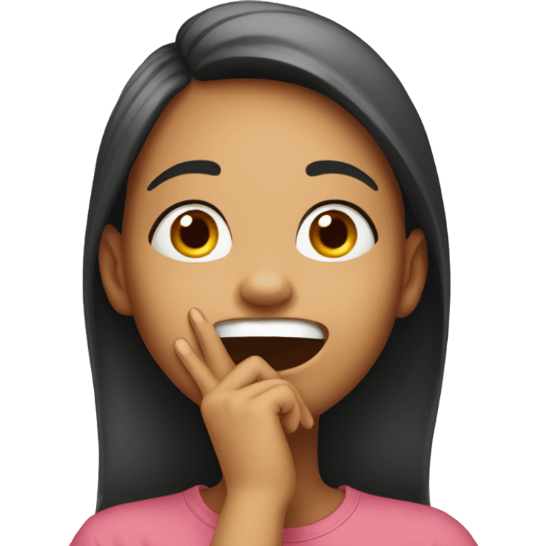 Girl giggling with hand over her mouth  emoji