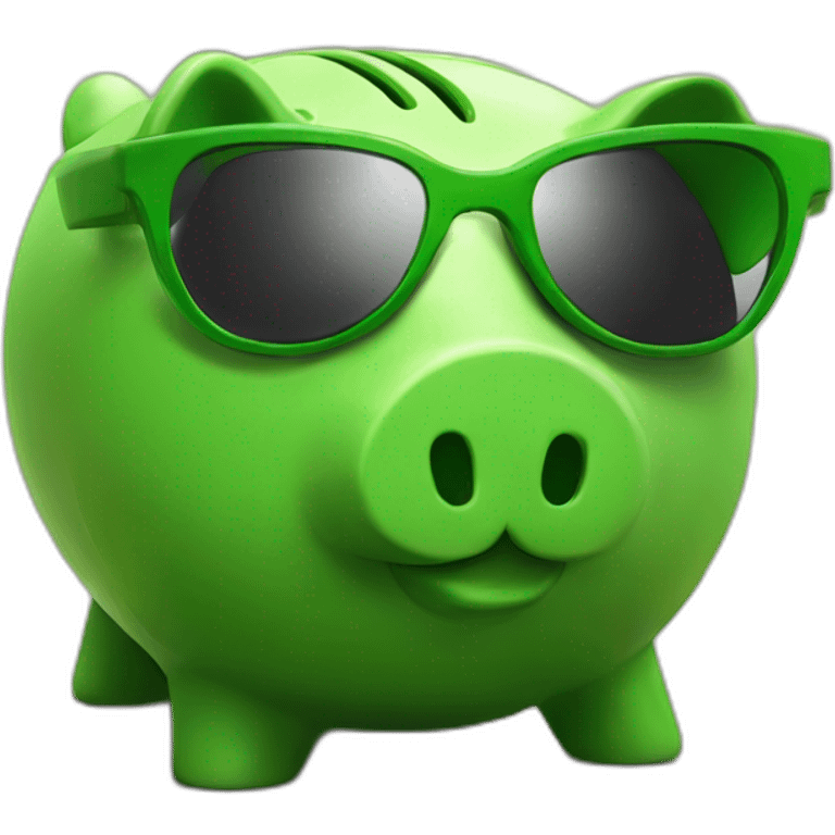 green piggybank with sunglasses emoji