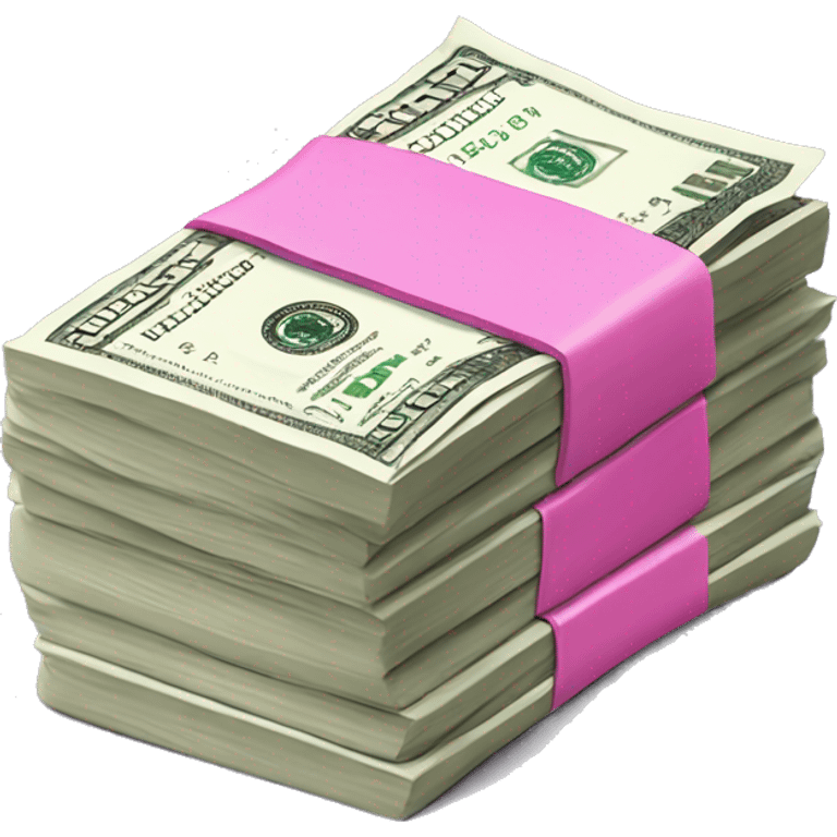 One stack of dollars with pink bands emoji