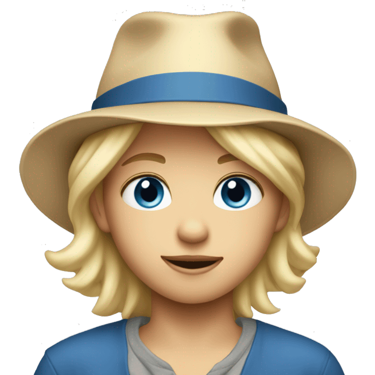 blonde blue eyes kid with a hat off emoji