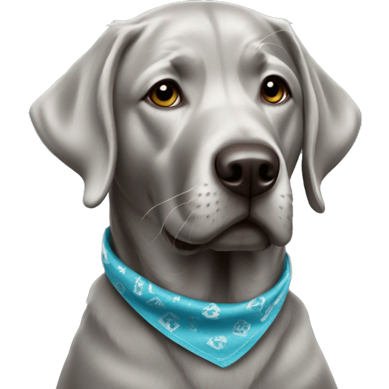 Silver Lab wearing bandana emoji